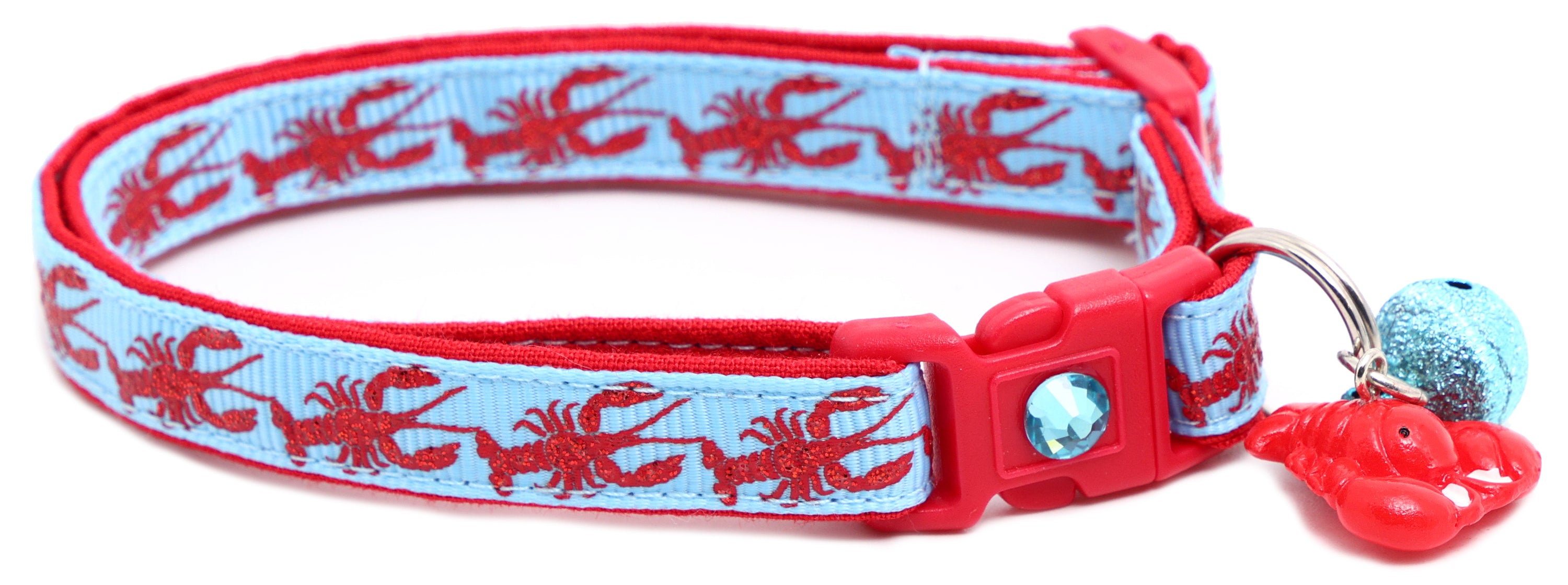Lobster Breakaway Cat Collar made of reinforced cotton, featuring a breakaway clip and customizable options.
